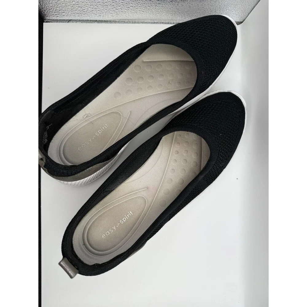 Easy Spirit Glitz 2 Skimmer Flats Black Knit Comfort Shoes